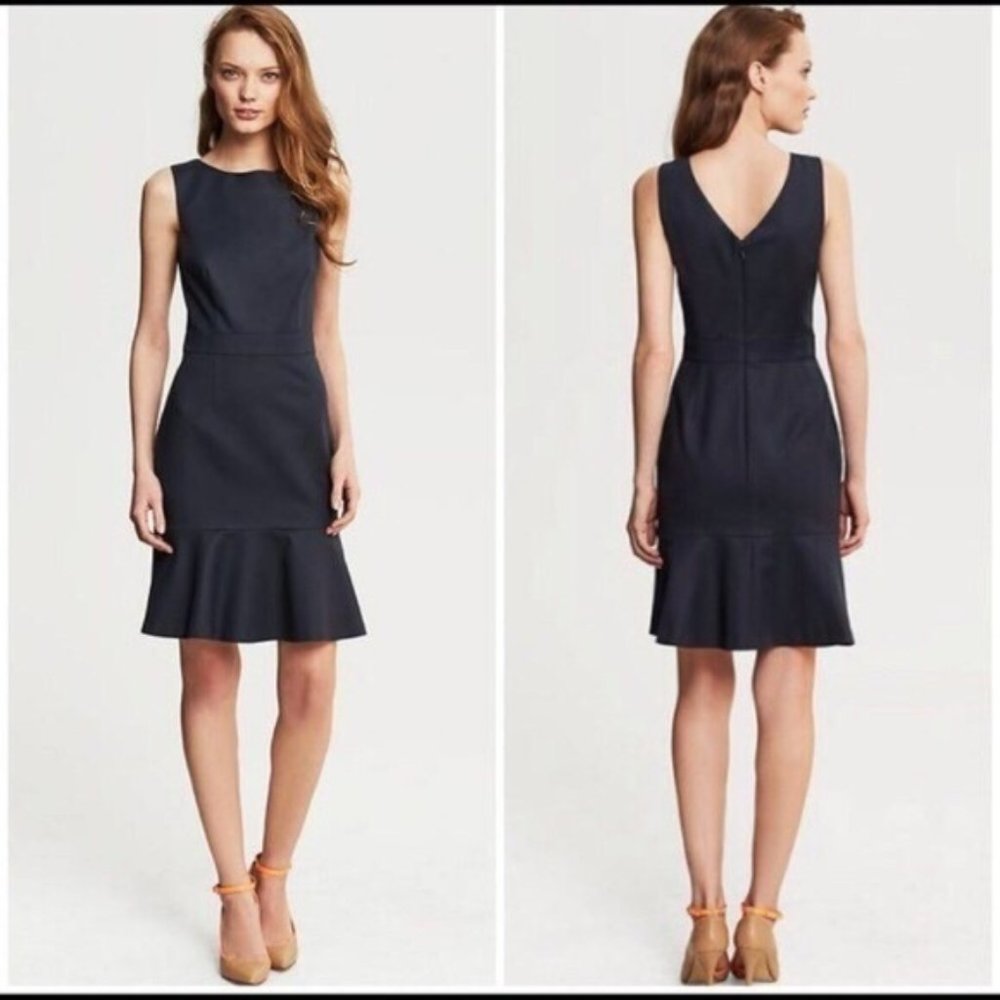 Black Sleek Flounce Banana Republic Dress